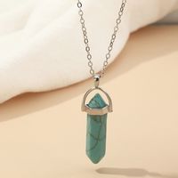 Fashion Turquoise Hexagon Alloy Necklace Wholesale sku image 3