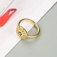 Fashion Copper Micro-inlaid Lucky Devil's Eye Open Ring sku image 3