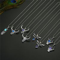 Punk Demon Eye Bull Head Alloy Necklace main image 1