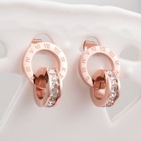 Fashion Heart Plating Titanium Steel Artificial Diamond 18K Gold Plated Rose Gold Plated Earrings main image 1