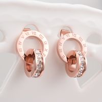 Fashion Heart Plating Titanium Steel Artificial Diamond 18K Gold Plated Rose Gold Plated Earrings main image 2