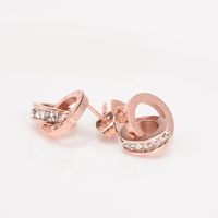 Fashion Heart Plating Titanium Steel Artificial Diamond 18K Gold Plated Rose Gold Plated Earrings main image 6