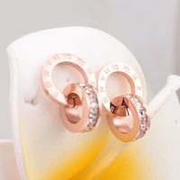 Fashion Heart Plating Titanium Steel Artificial Diamond 18K Gold Plated Rose Gold Plated Earrings main image 4