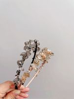 New Korean Retro Winding Transparent Rhinestone Flower Headband main image 1