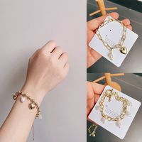 Korean Style Heart Gold Pearl Bracelet Wholesale main image 1
