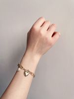Korean Style Heart Gold Pearl Bracelet Wholesale main image 4