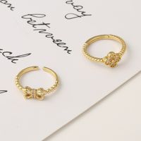 Fashion Flower Bow Knot Copper Inlaid Zircon Rings Wholesale main image 1