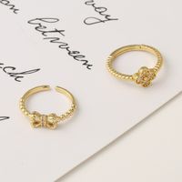 Fashion Flower Bow Knot Copper Inlaid Zircon Rings Wholesale main image 2