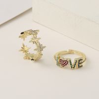 Fashion Letters Love Star Copper Inlaid Zircon Rings Wholesale main image 1