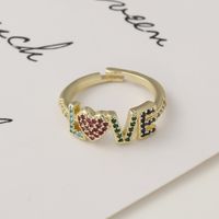Fashion Letters Love Star Copper Inlaid Zircon Rings Wholesale main image 4