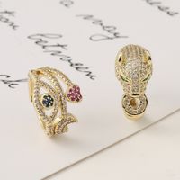Fashion Lucky Eye Leopard Copper Inlaid Zircon Rings Wholesale main image 1