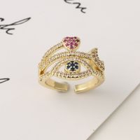 Fashion Lucky Eye Leopard Copper Inlaid Zircon Rings Wholesale main image 4