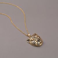 Fashion Hollow Leopard Head Copper Inlaid Zircon Necklace Wholesale main image 5