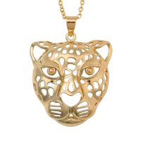 Fashion Hollow Leopard Head Copper Inlaid Zircon Necklace Wholesale main image 6