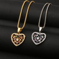 Fashion Heart-shape Hollow Copper Inlaid Zircon Necklace Wholesale main image 1