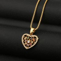 Fashion Heart-shape Hollow Copper Inlaid Zircon Necklace Wholesale main image 3