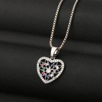 Fashion Heart-shape Hollow Copper Inlaid Zircon Necklace Wholesale main image 4