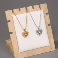 Fashion Heart-shape Hollow Copper Inlaid Zircon Necklace Wholesale main image 5