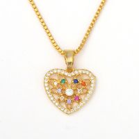 Fashion Heart-shape Hollow Copper Inlaid Zircon Necklace Wholesale main image 6