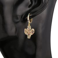 Fashion Geometric Cactus Copper Inlaid Zircon Earrings Wholesale main image 6