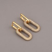 Fashion Geometric Double-ring Lock Copper Inlaid Zircon Earrings Wholesale main image 1