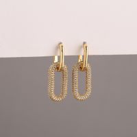 Fashion Geometric Double-ring Lock Copper Inlaid Zircon Earrings Wholesale main image 5
