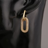 Fashion Geometric Double-ring Lock Copper Inlaid Zircon Earrings Wholesale main image 6