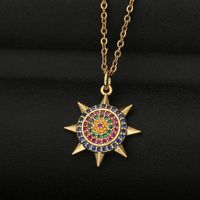 Fashion Sun Flower Copper Inlaid Zircon Necklace Wholesale main image 3