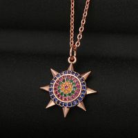 Fashion Sun Flower Copper Inlaid Zircon Necklace Wholesale main image 4