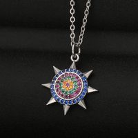 Fashion Sun Flower Copper Inlaid Zircon Necklace Wholesale main image 5