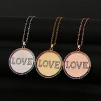 Fashion Round Love Letters Copper Inlaid Zircon Necklace Wholesale main image 2