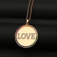 Fashion Round Love Letters Copper Inlaid Zircon Necklace Wholesale main image 3