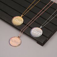 Fashion Round Love Letters Copper Inlaid Zircon Necklace Wholesale main image 4