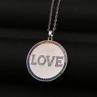 Fashion Round Love Letters Copper Inlaid Zircon Necklace Wholesale main image 5