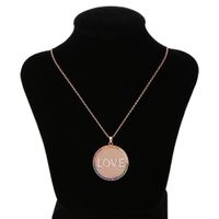 Fashion Round Love Letters Copper Inlaid Zircon Necklace Wholesale main image 6