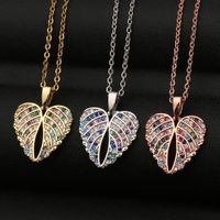 Fashion Wings Heart-shape Copper Inlaid Zircon Necklace Wholesale main image 1