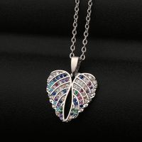 Fashion Wings Heart-shape Copper Inlaid Zircon Necklace Wholesale main image 3