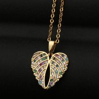 Fashion Wings Heart-shape Copper Inlaid Zircon Necklace Wholesale main image 4