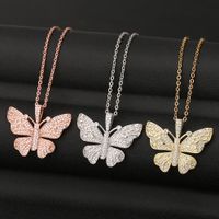 Fashion Butterfly Copper Inlaid Zircon Necklace Wholesale main image 1
