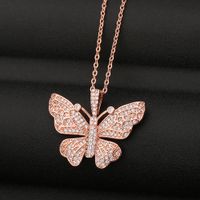 Fashion Butterfly Copper Inlaid Zircon Necklace Wholesale main image 4