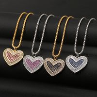 Fashion Heart-shape Copper Inlaid Zircon Necklace Wholesale main image 1