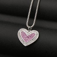 Fashion Heart-shape Copper Inlaid Zircon Necklace Wholesale main image 4