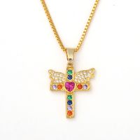 Fashion Cross Angel Wings Copper Inlaid Zircon Necklace Wholesale main image 6