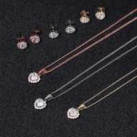 Retro Fashion Style Pendant Love Necklace Earrings Set main image 1