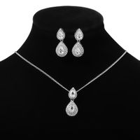 Fashion New Style  Drop-shaped Zircon Earrings Necklace Set main image 1