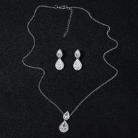 Fashion New Style  Drop-shaped Zircon Earrings Necklace Set main image 5