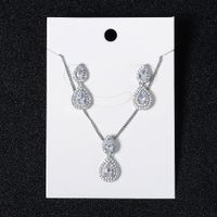 Fashion New Style  Drop-shaped Zircon Earrings Necklace Set main image 6