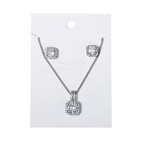 Retro Square Pendant Chain Zircon Earrings Necklace Set main image 6