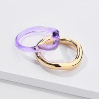 Fashion Transparent Resin Acrylic Metal Ring Set main image 1