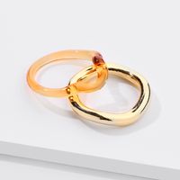 Fashion Transparent Resin Acrylic Metal Ring Set main image 3